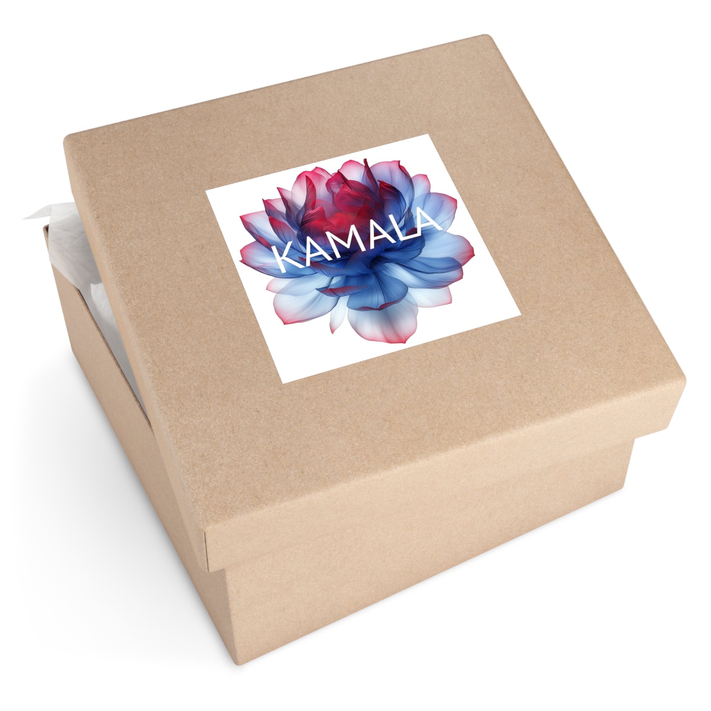 kamala flower 2 - square vinyl stickers