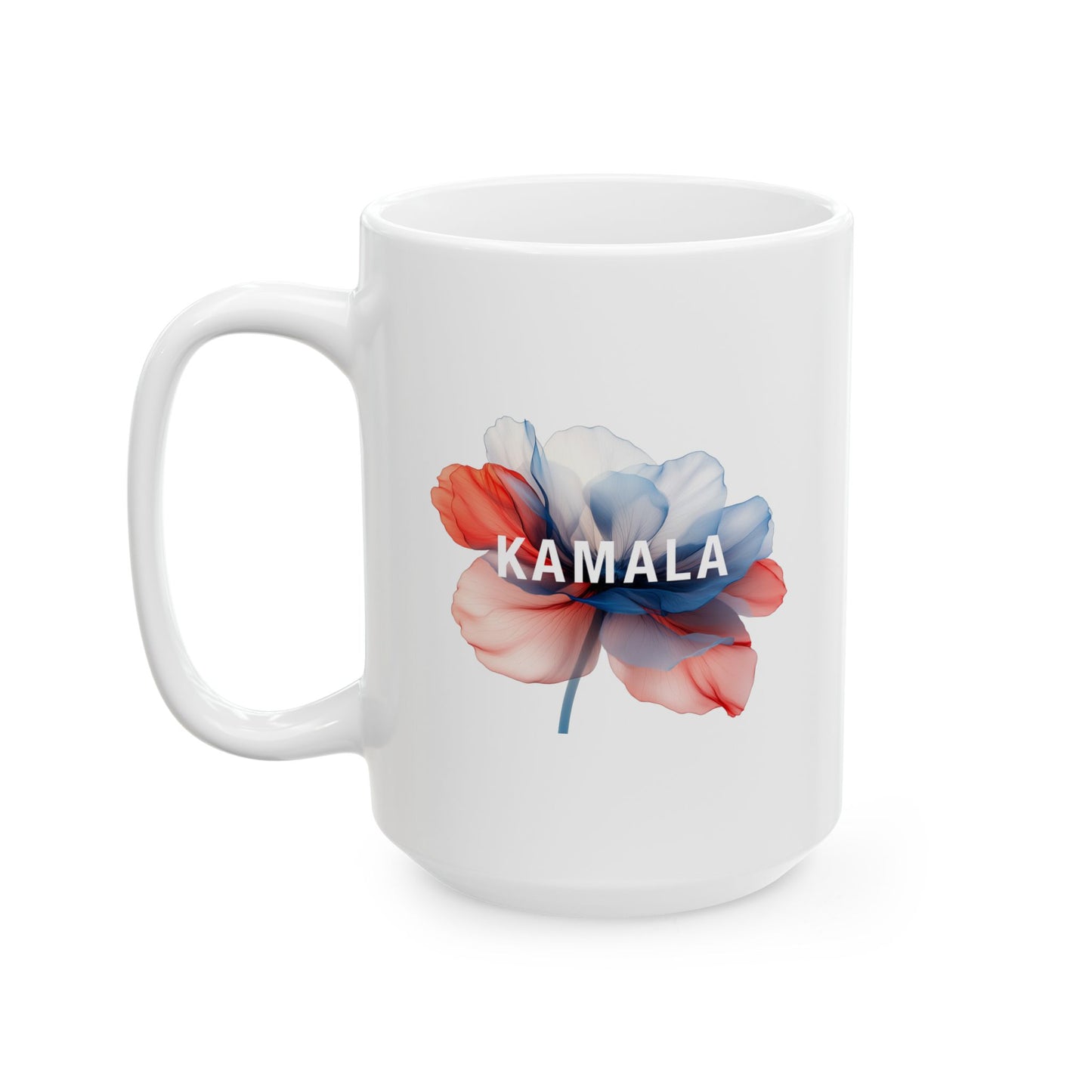 15oz White Ceramic Mug - Kamala Flower