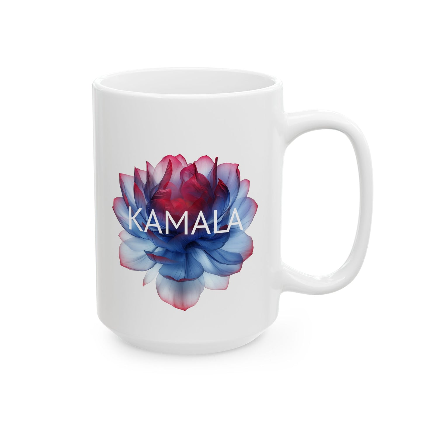 15oz Black Ceramic Mug - Kamala Flower 2