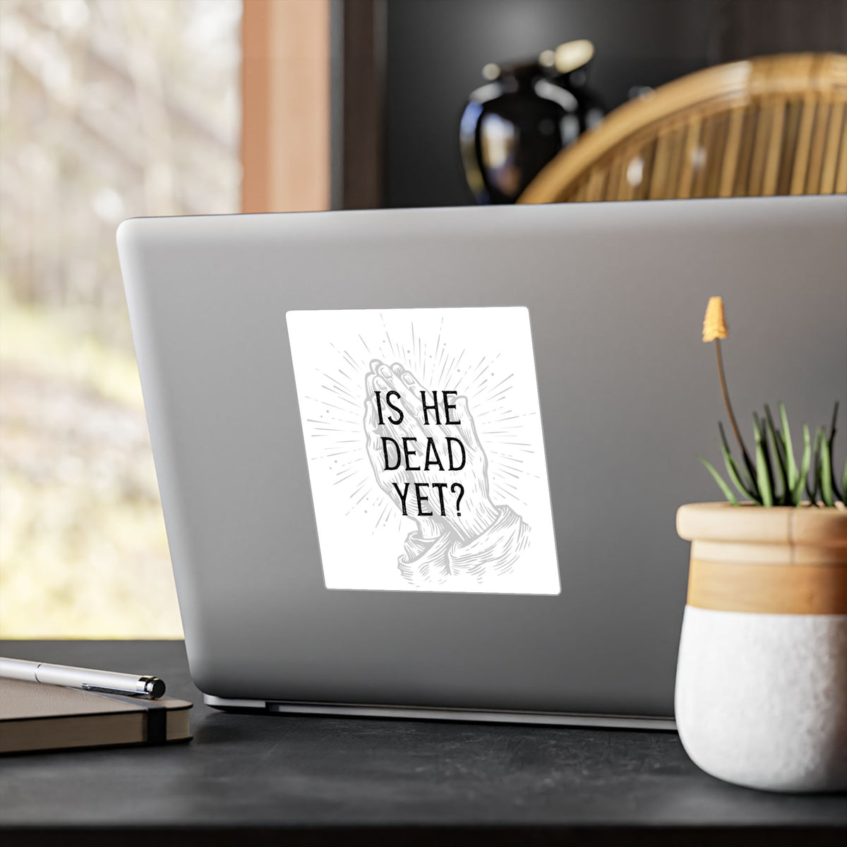 Is He Dead Yet? -  vinyl sticker (white)