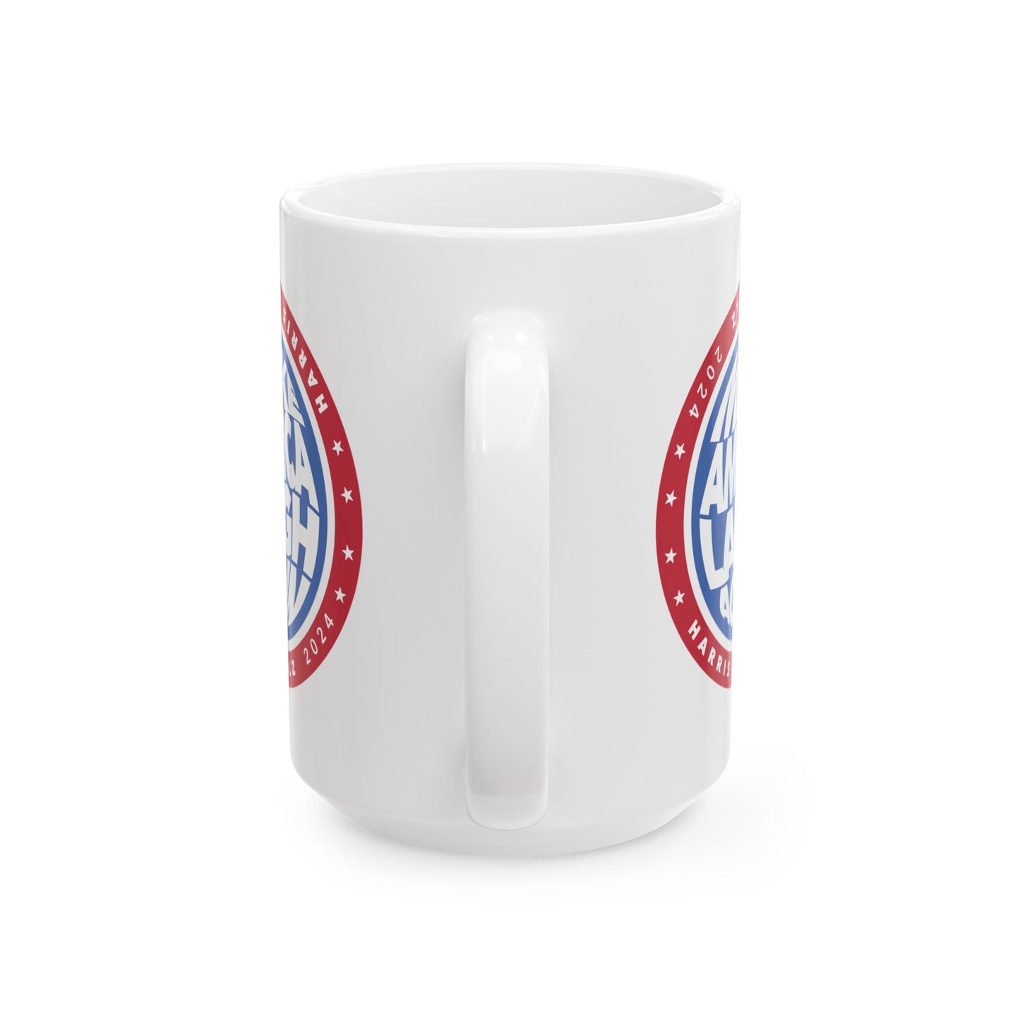 kamala make america laugh again - white ceramic coffee mug (15oz)