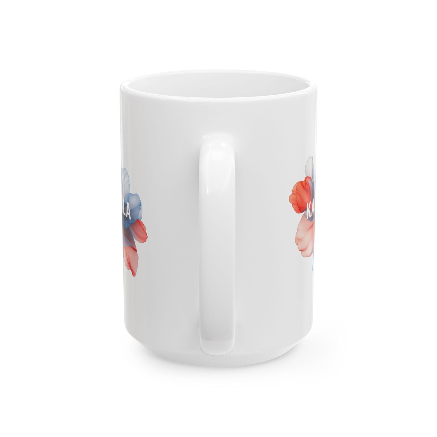 15oz White Ceramic Mug - Kamala Flower