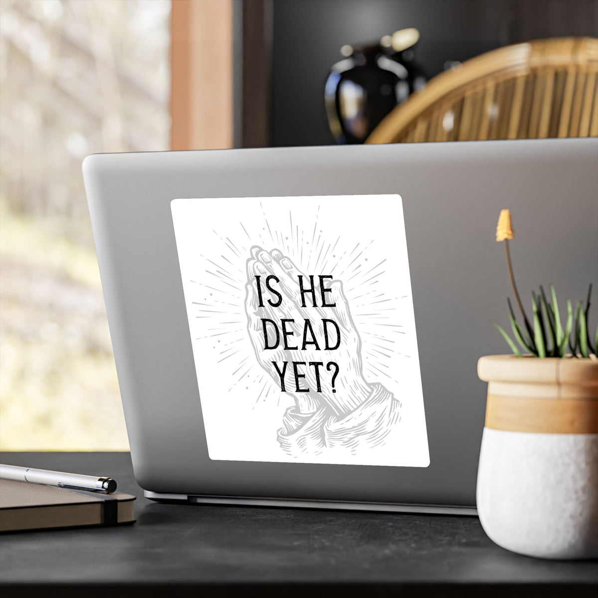 Is He Dead Yet? -  vinyl sticker (white)
