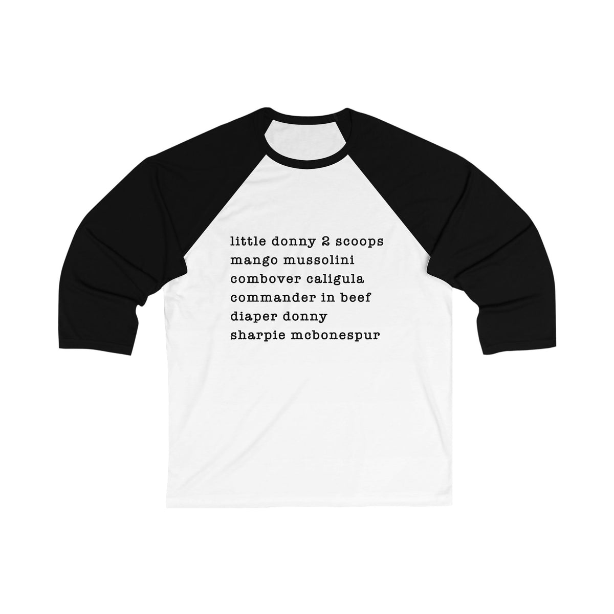 nicknames - unisex 3/4 sleeve t-shirt
