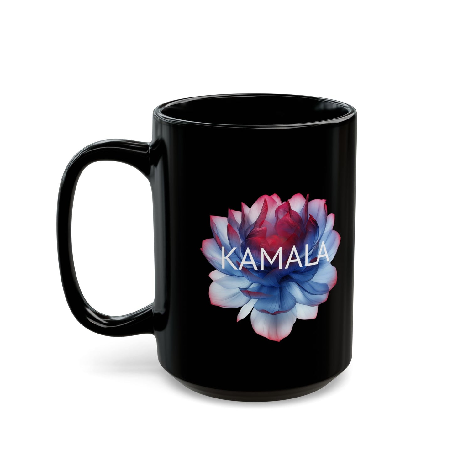 15oz Black Ceramic Mug - Kamala Flower 2