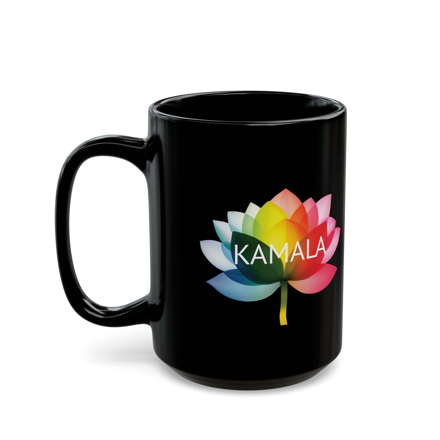 15oz Black Ceramic Mug - Kamala Flower Equality