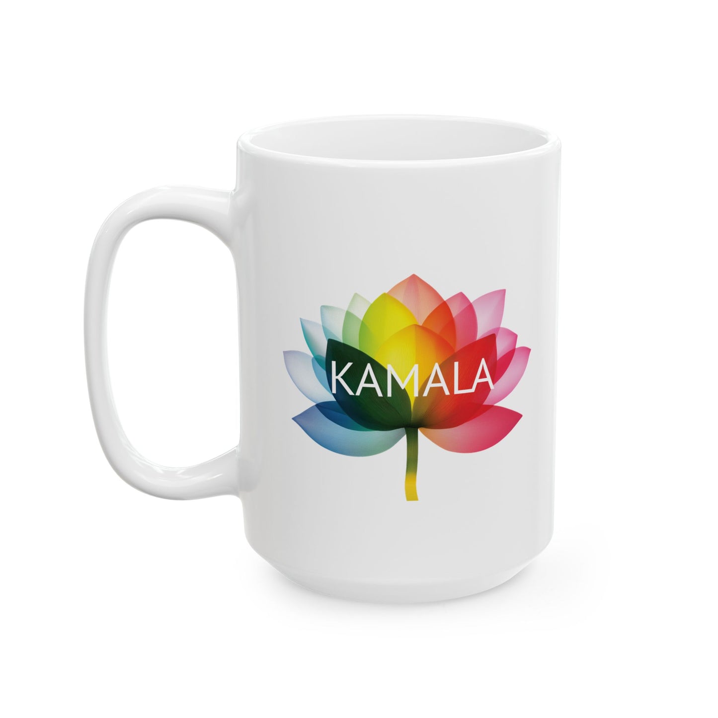 15oz White Ceramic Mug - Kamala Flower Equality