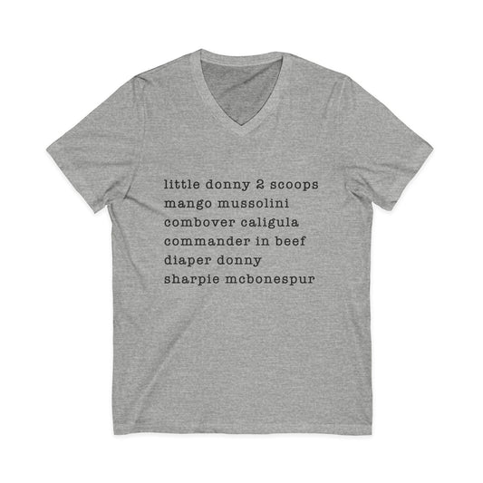 nicknames - unisex v-neck t-shirt