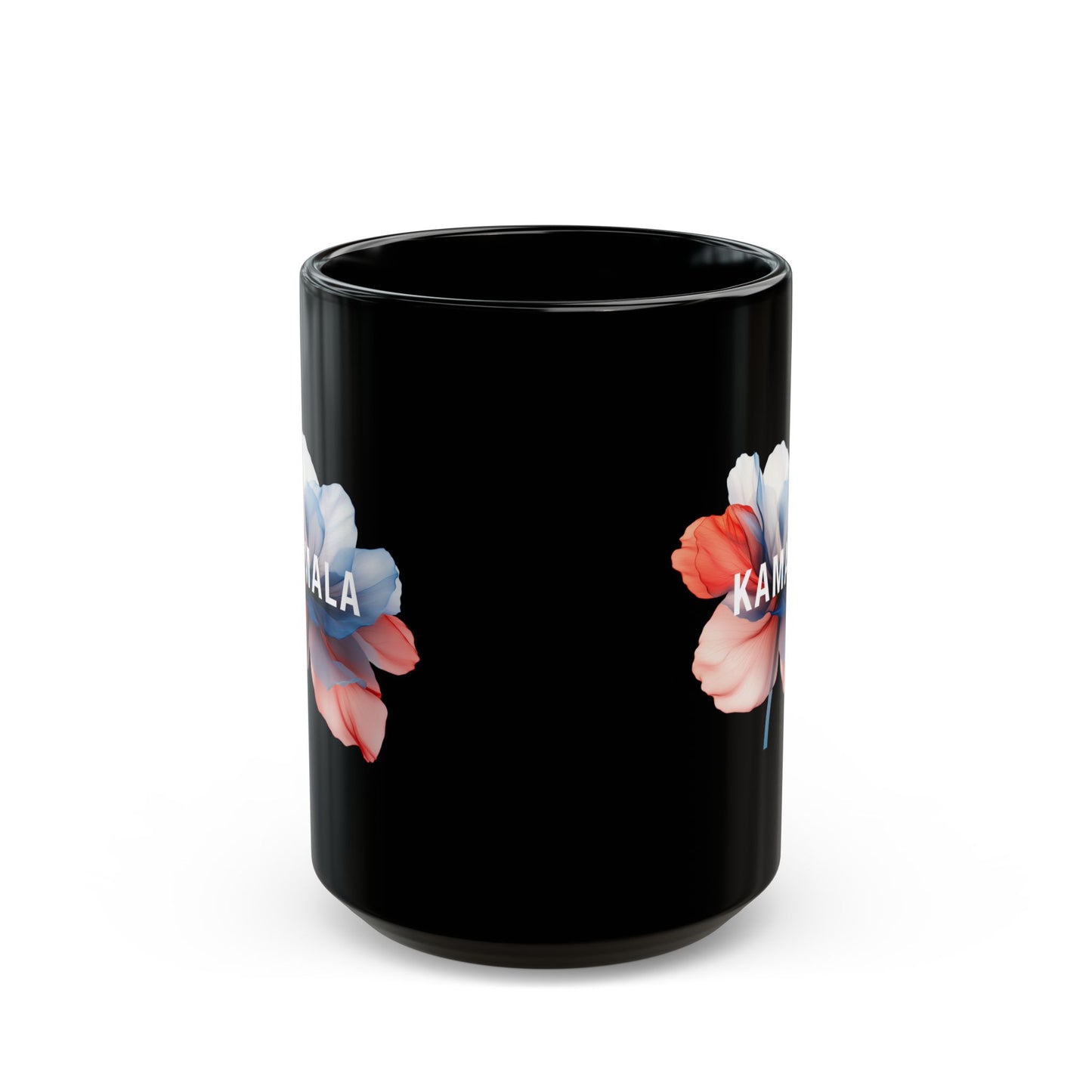 15oz Black Ceramic Mug - Kamala Flower