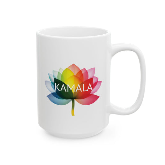 15oz White Ceramic Mug - Kamala Flower Equality