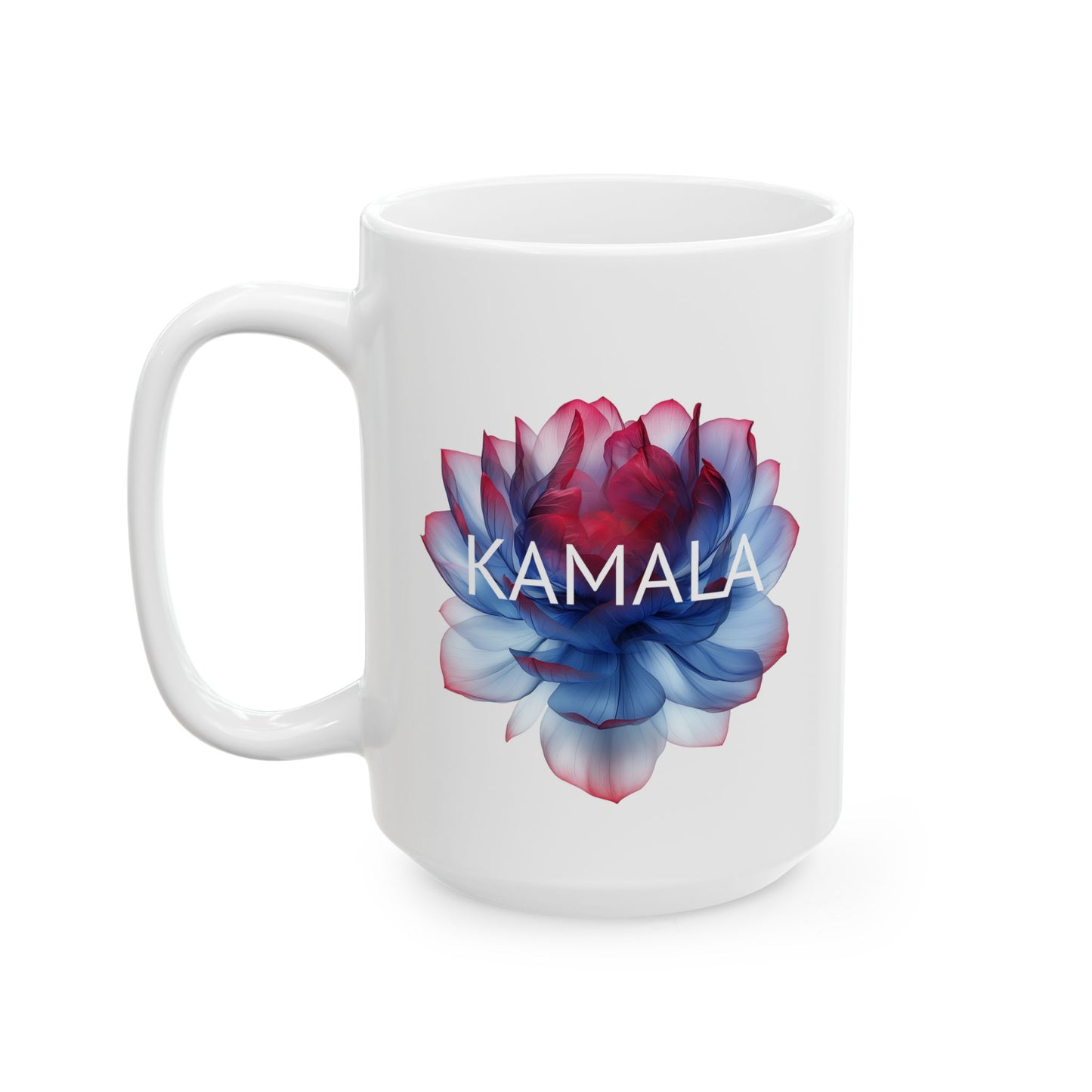 15oz Black Ceramic Mug - Kamala Flower 2