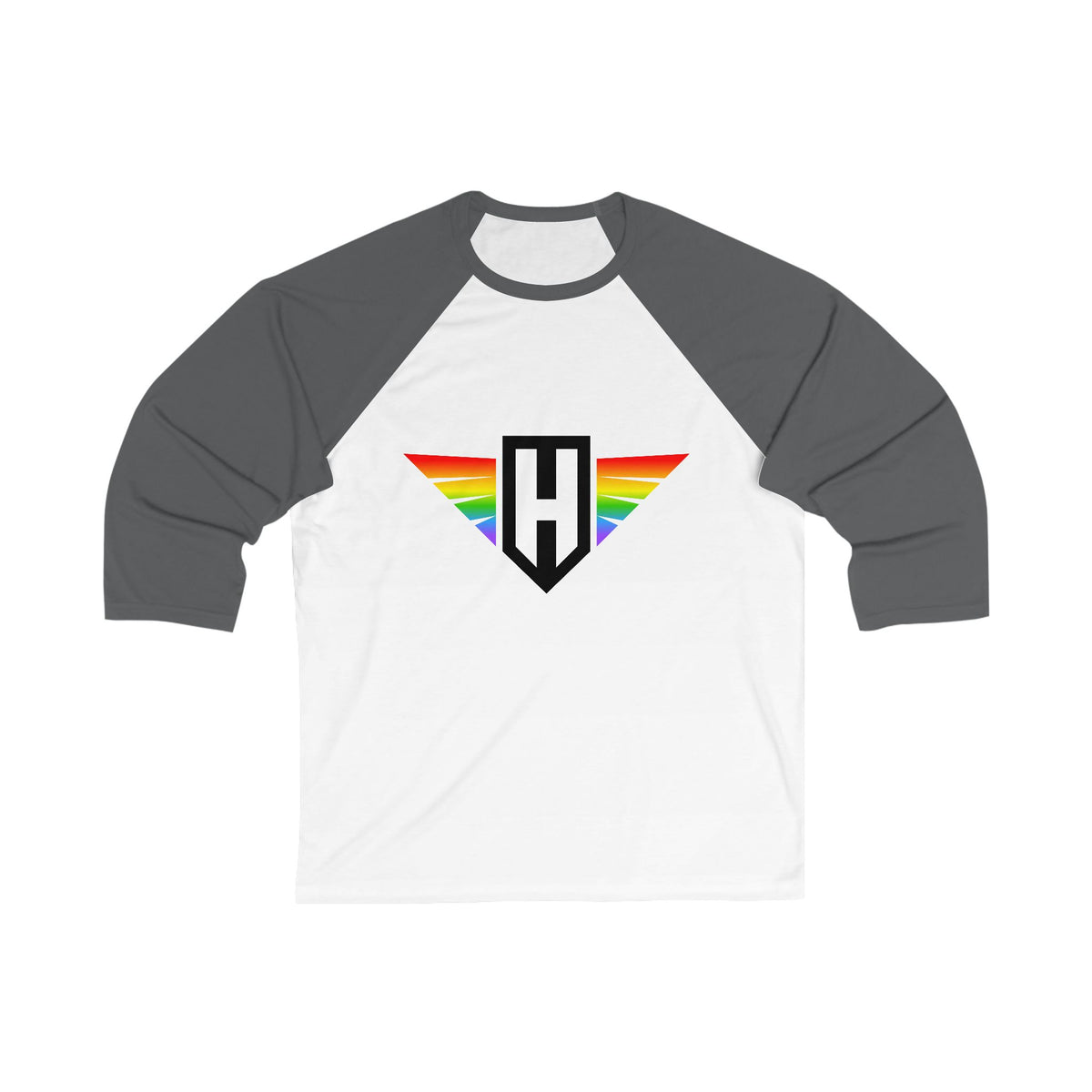 rainbow hawk logo - unisex 3/4 sleeve t-shirt