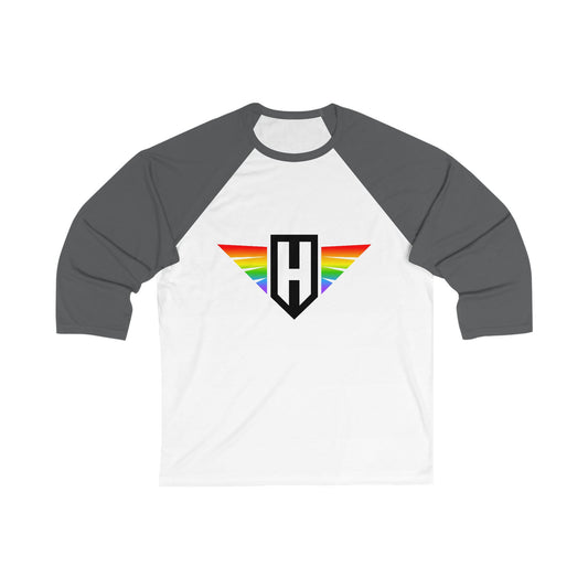 rainbow hawk logo - unisex 3/4 sleeve t-shirt