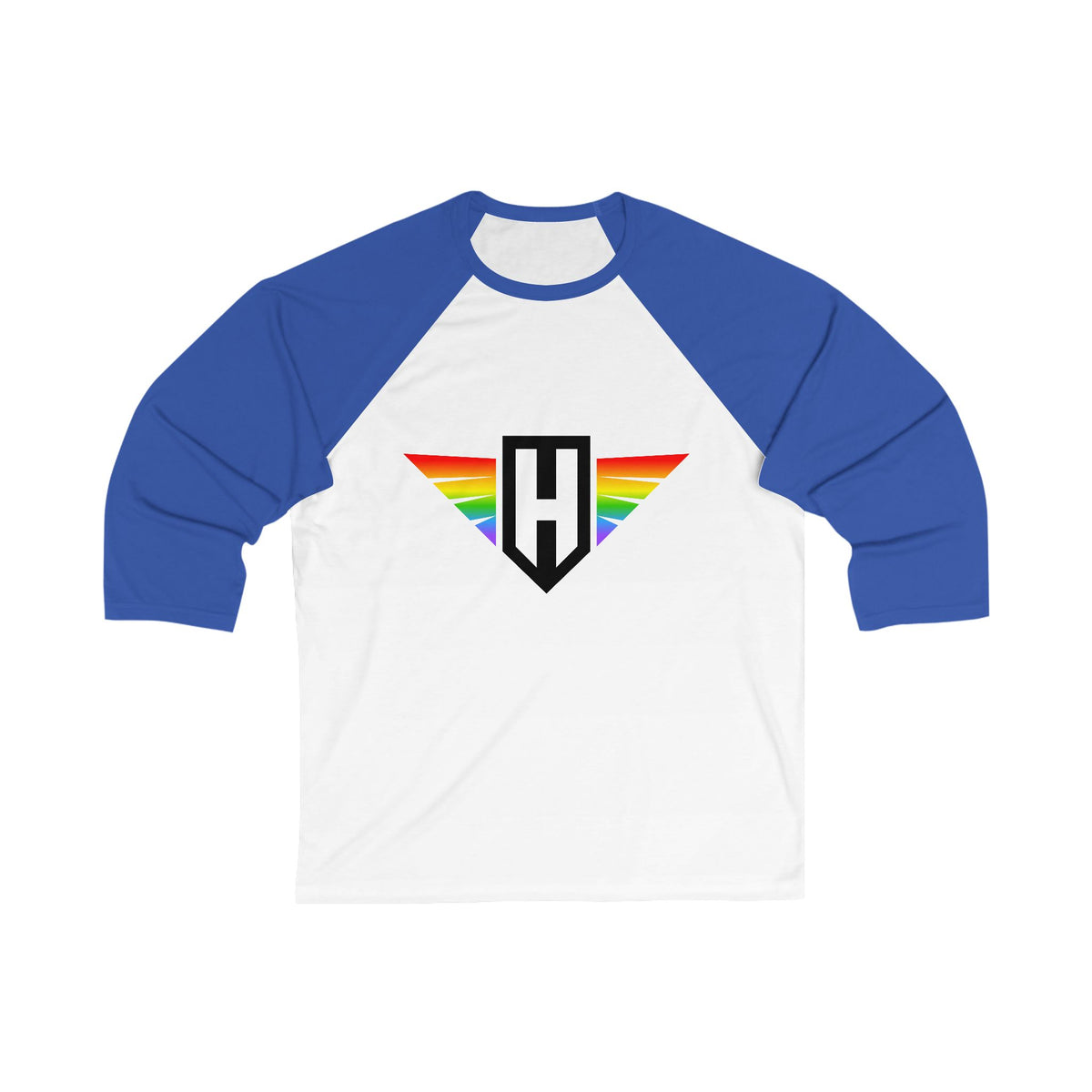 rainbow hawk logo - unisex 3/4 sleeve t-shirt