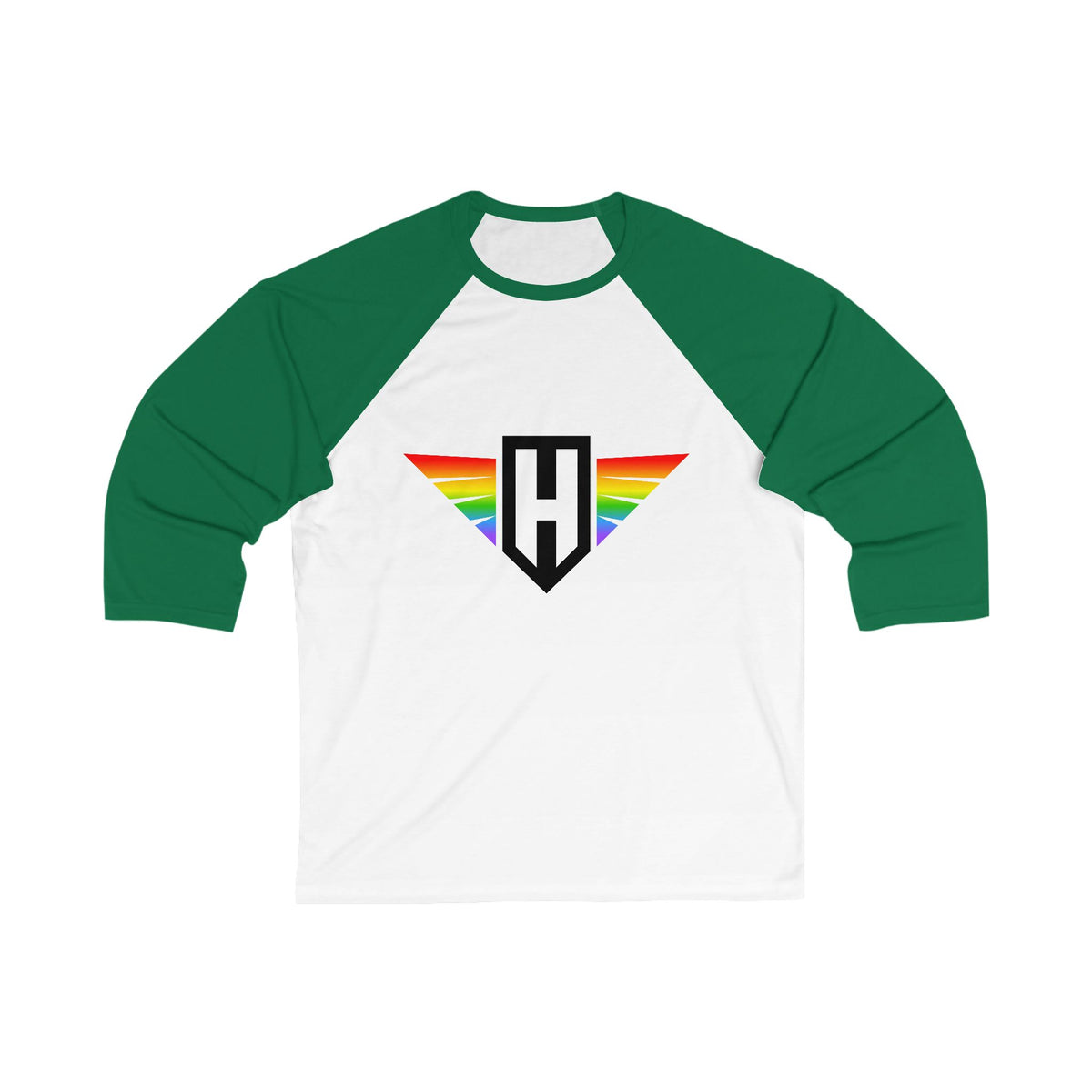 rainbow hawk logo - unisex 3/4 sleeve t-shirt