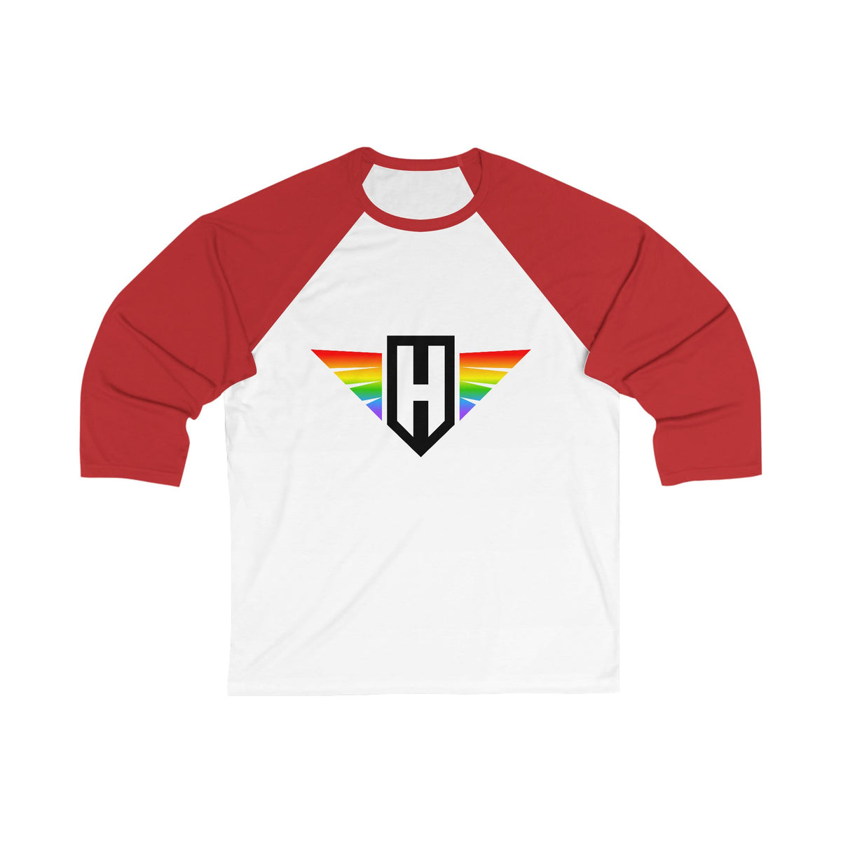 rainbow hawk logo - unisex 3/4 sleeve t-shirt