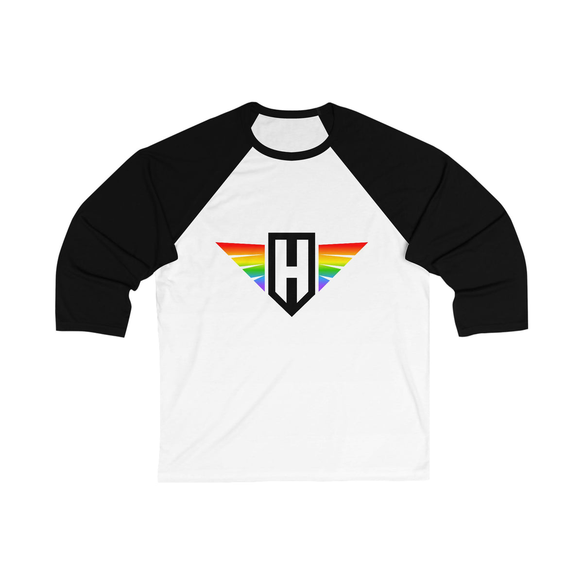 rainbow hawk logo - unisex 3/4 sleeve t-shirt