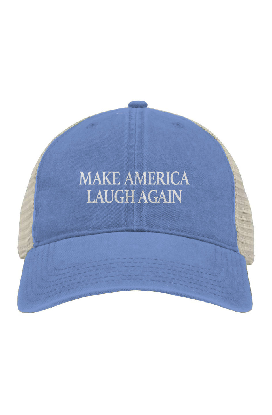 pigment-dyed trucker hat - make america laugh again