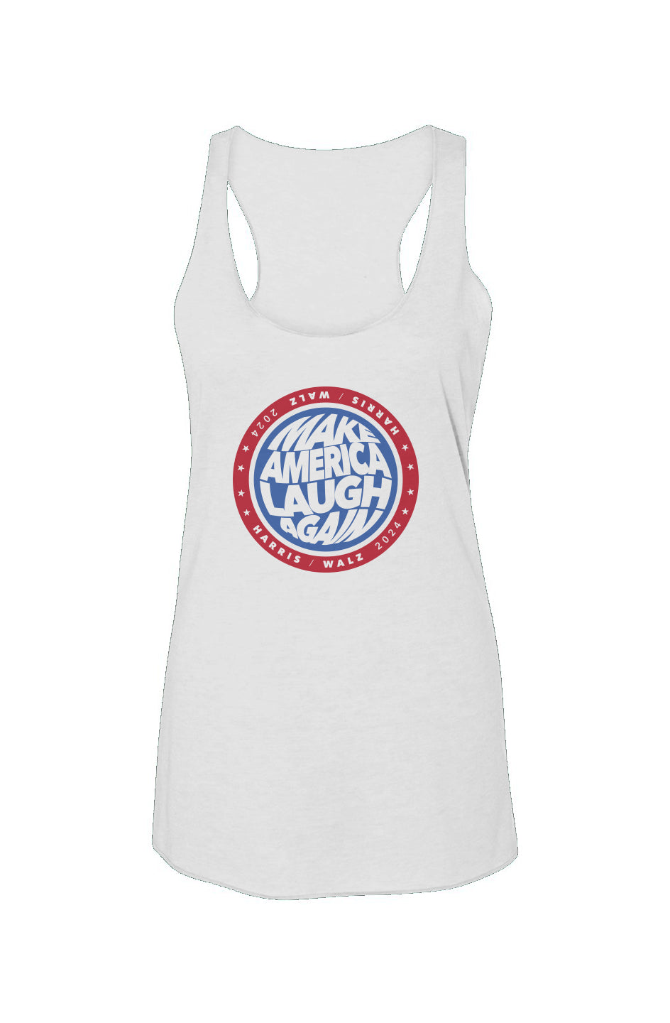 kamala make america laugh again - triblend racerback tank