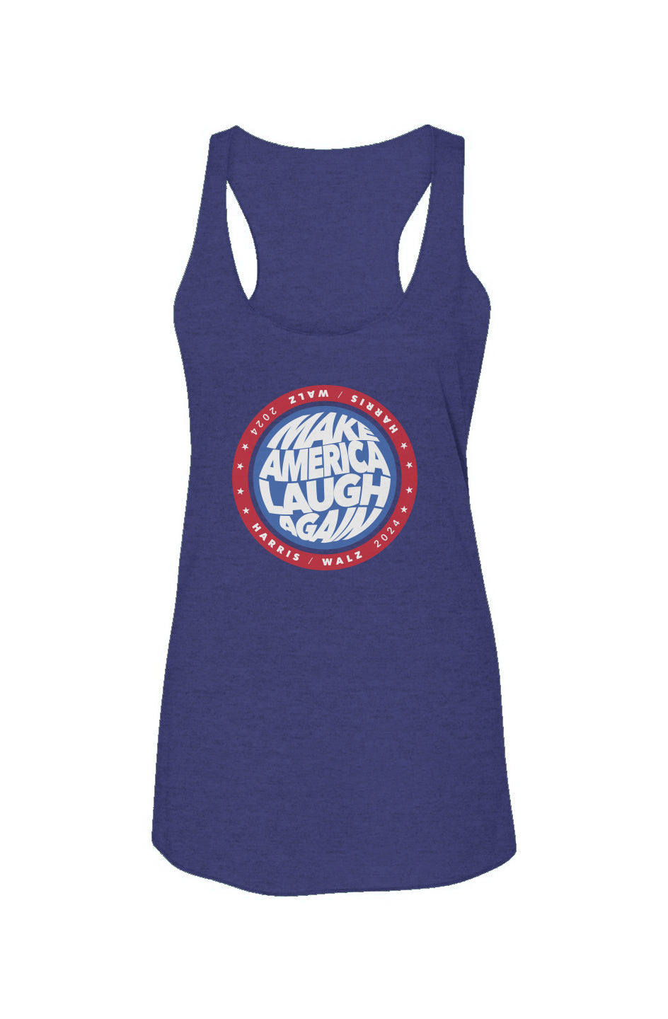 kamala make america laugh again - triblend racerback tank