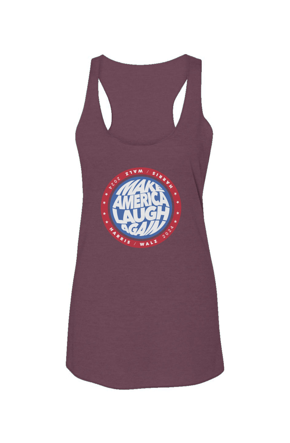 kamala make america laugh again - triblend racerback tank