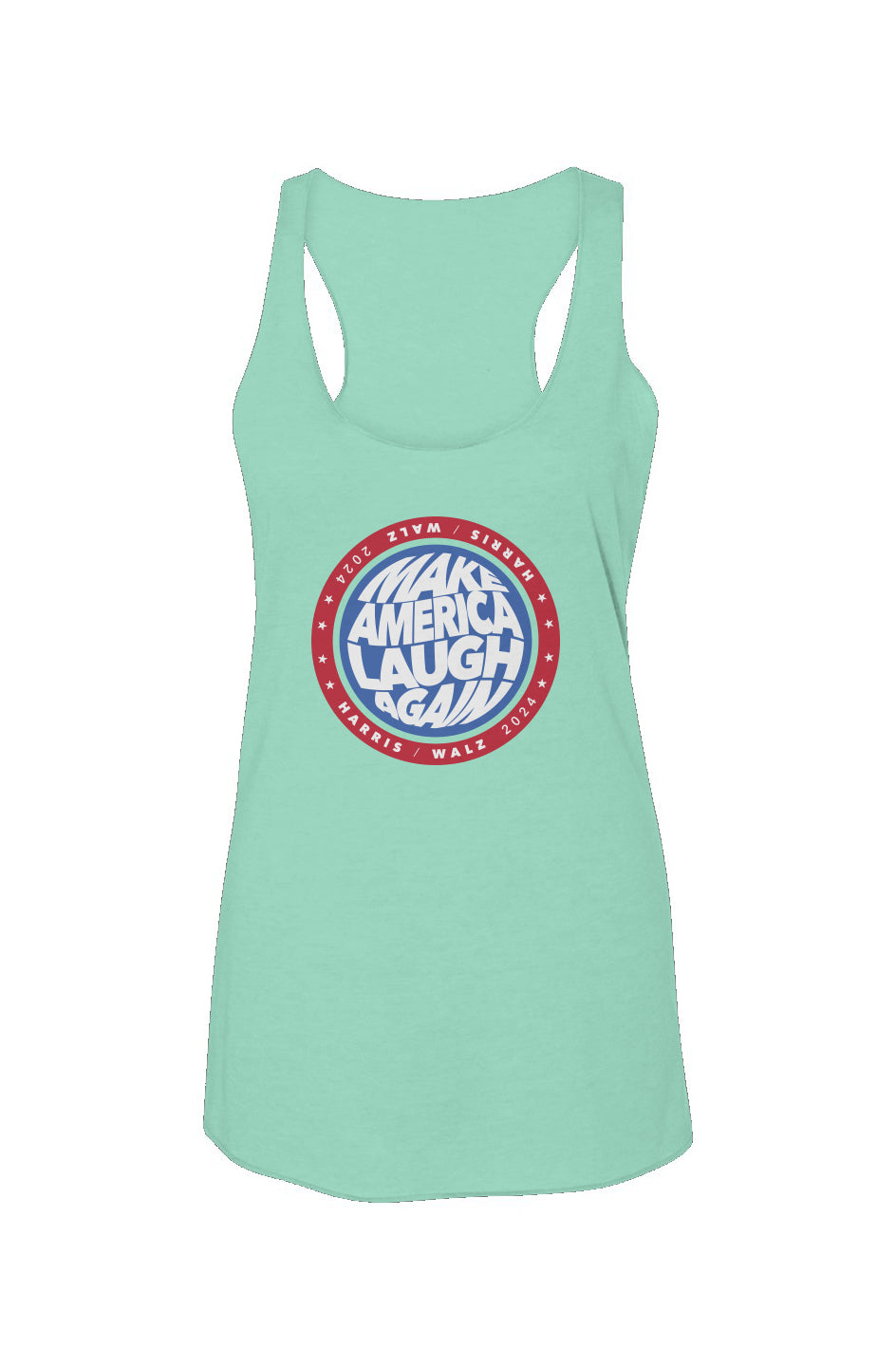 kamala make america laugh again - triblend racerback tank