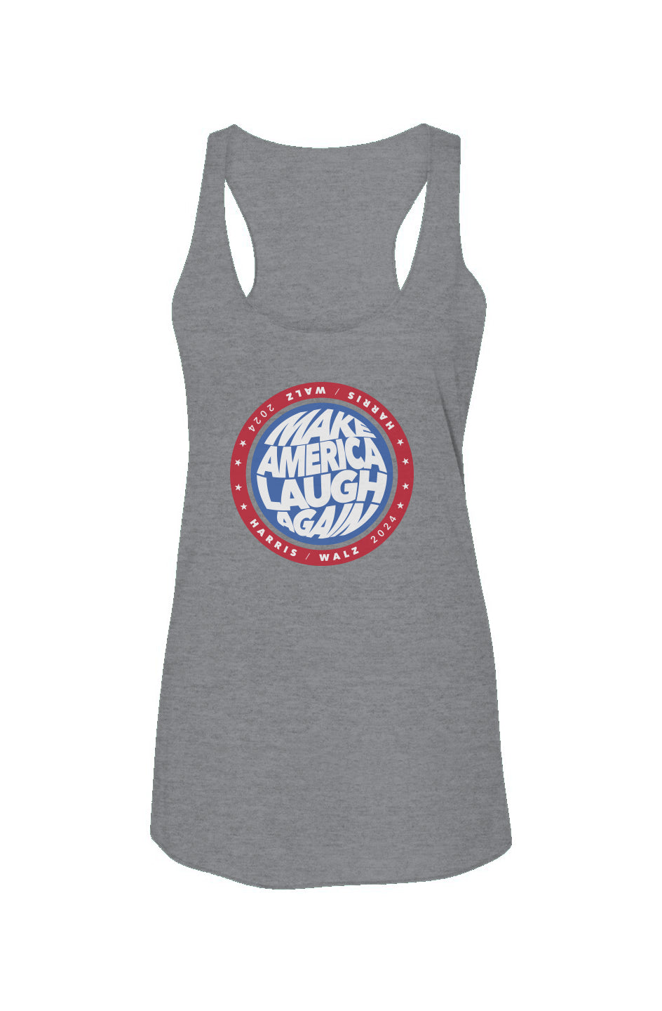 kamala make america laugh again - triblend racerback tank