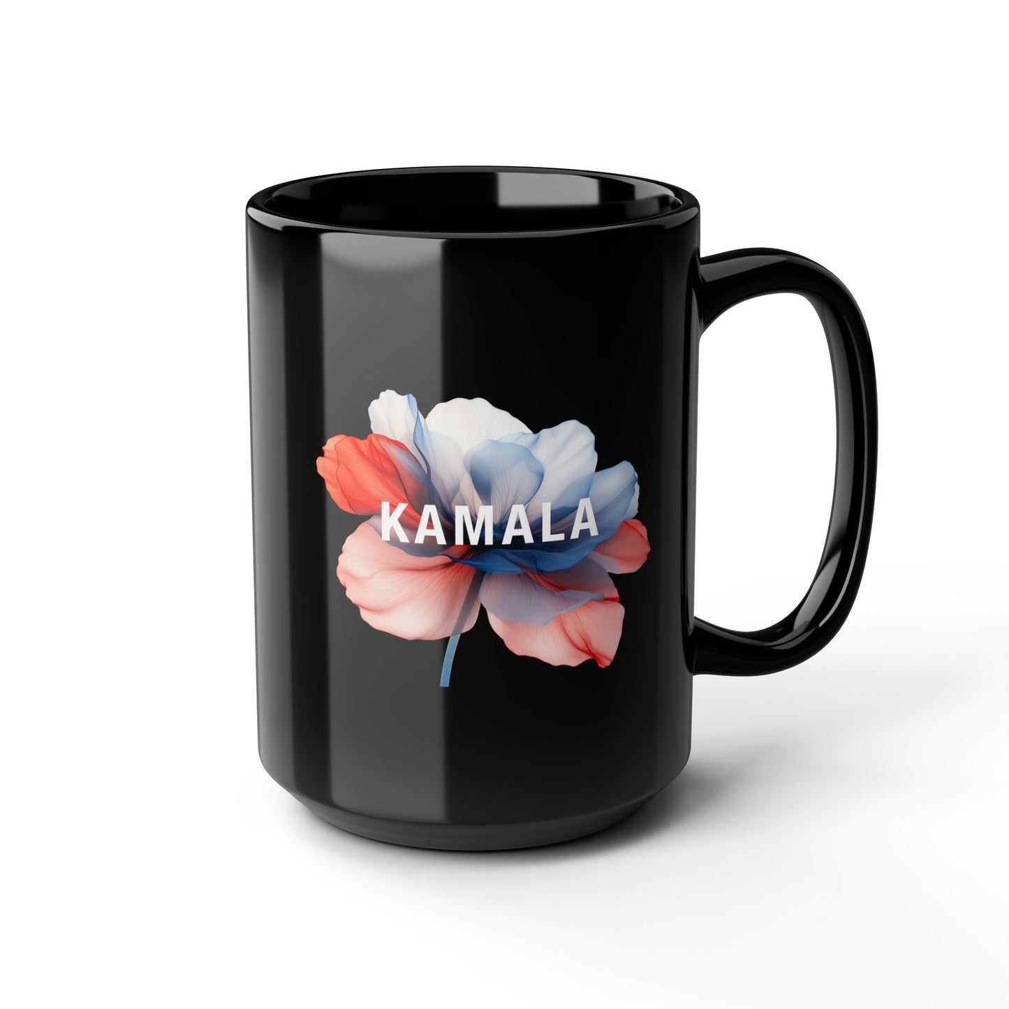 15oz Black Ceramic Mug - Kamala Flower