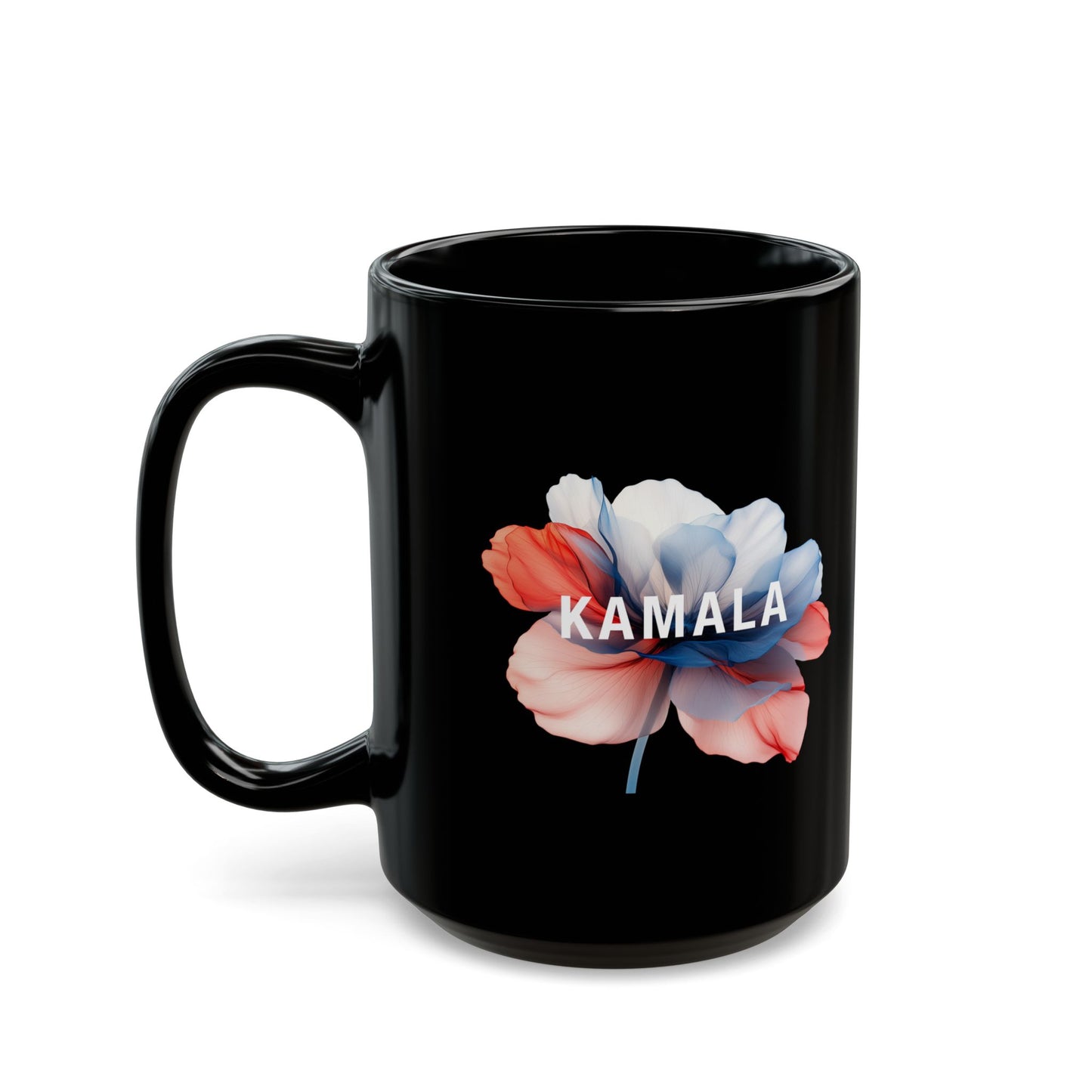 15oz Black Ceramic Mug - Kamala Flower