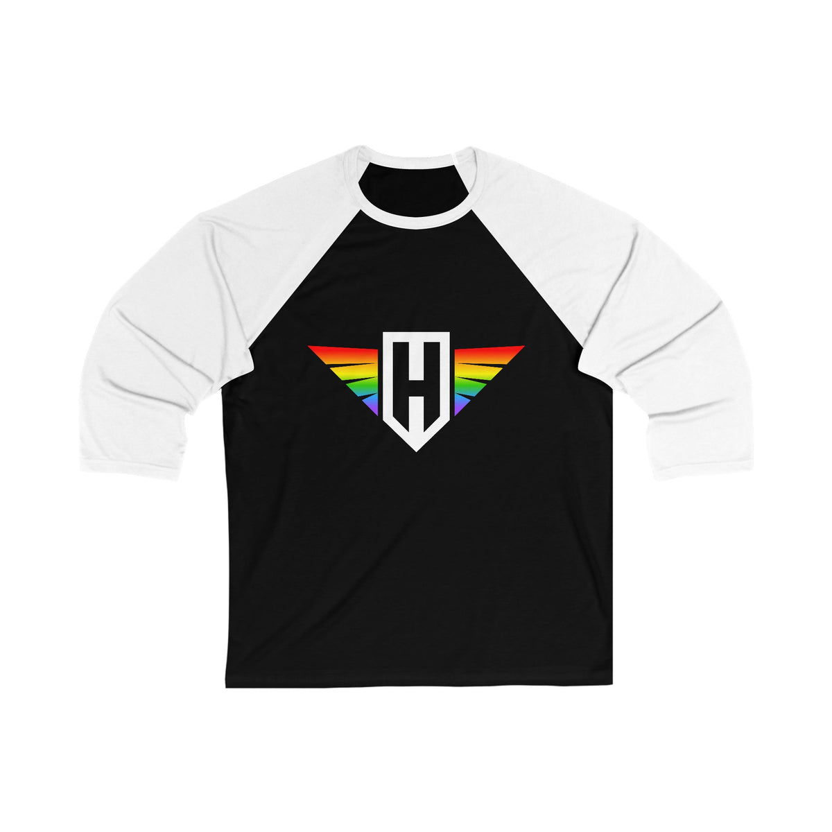 rainbow hawk logo - unisex 3/4 sleeve t-shirt