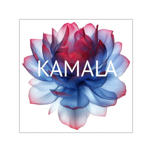 kamala flower 2 - square vinyl stickers