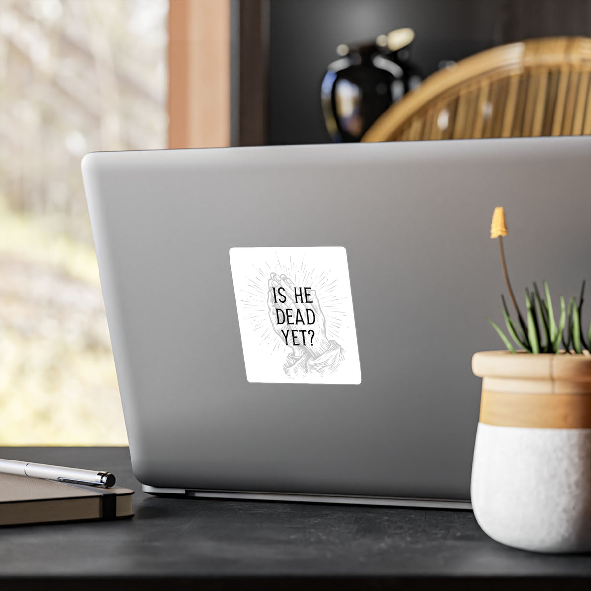 Is He Dead Yet? -  vinyl sticker (white)