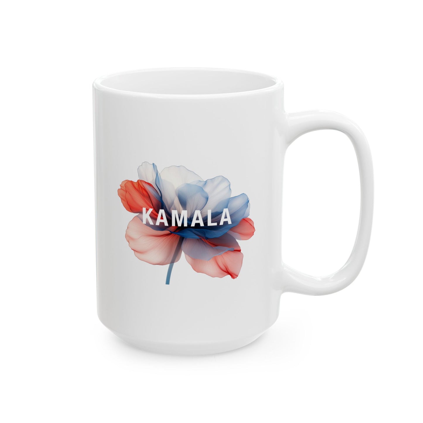 15oz White Ceramic Mug - Kamala Flower