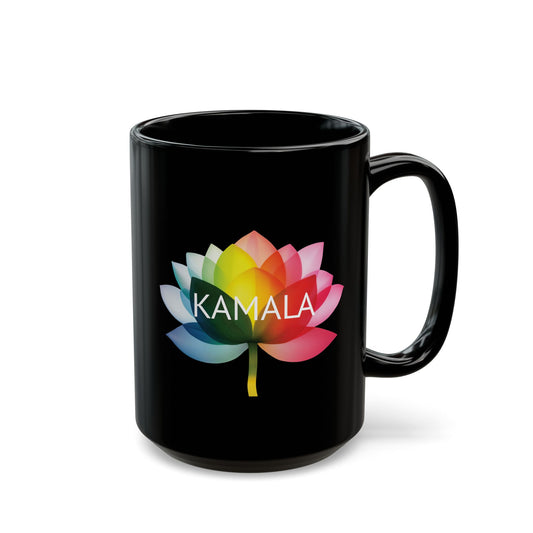 15oz Black Ceramic Mug - Kamala Flower Equality