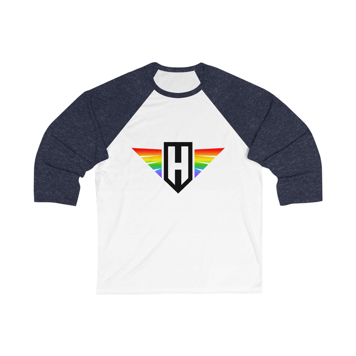 rainbow hawk logo - unisex 3/4 sleeve t-shirt