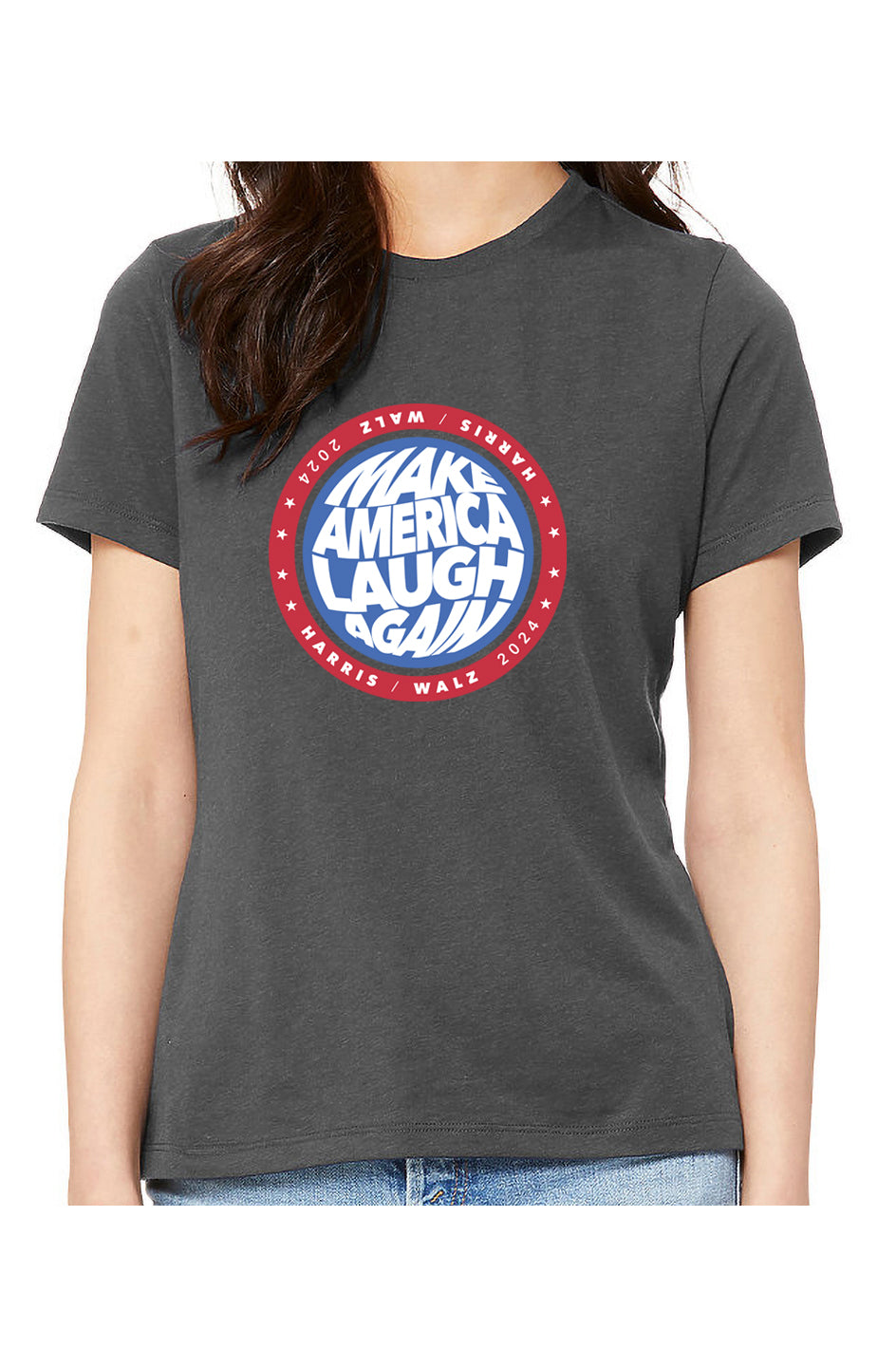 kamala make america laugh again - womens relaxed fitted shirt