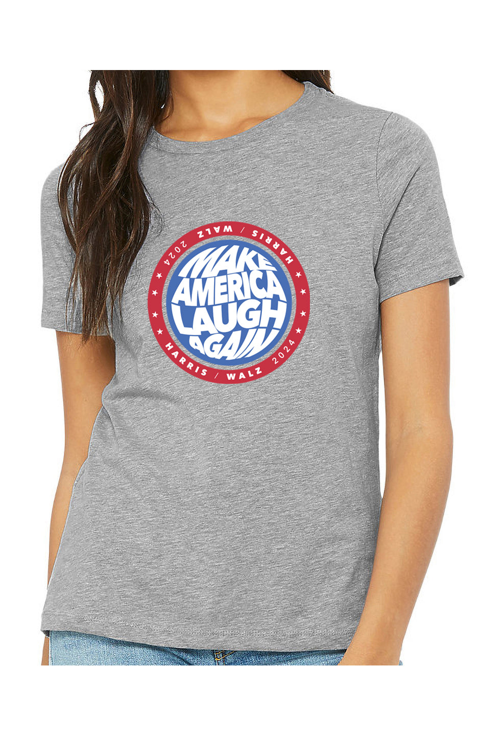 kamala make america laugh again - womens relaxed fitted shirt