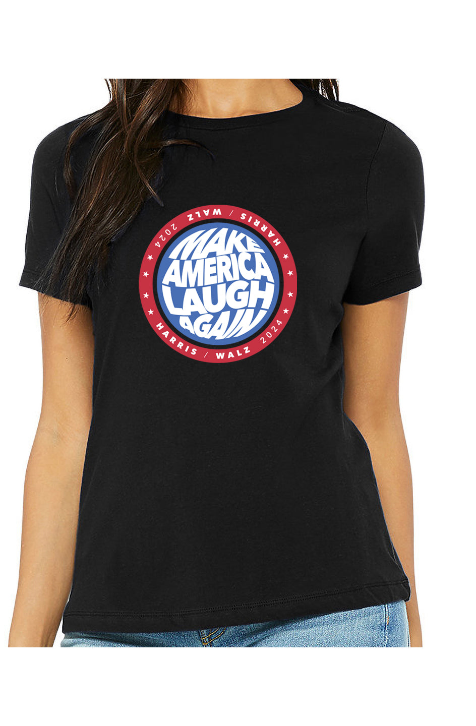 kamala make america laugh again - womens relaxed fitted shirt