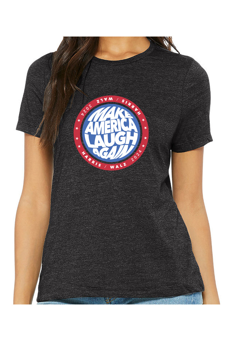 kamala make america laugh again - womens relaxed fitted shirt