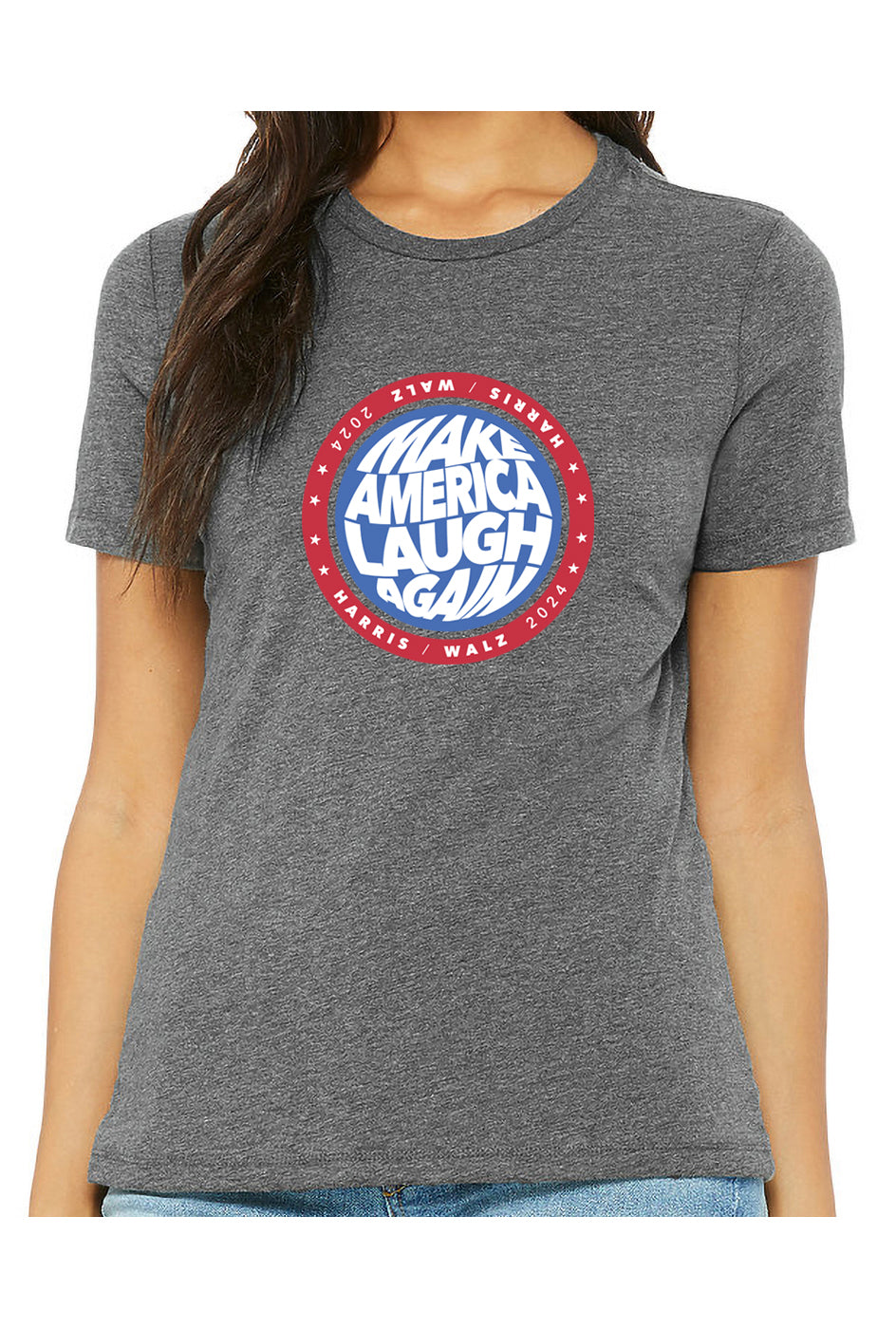 kamala make america laugh again - womens relaxed fitted shirt