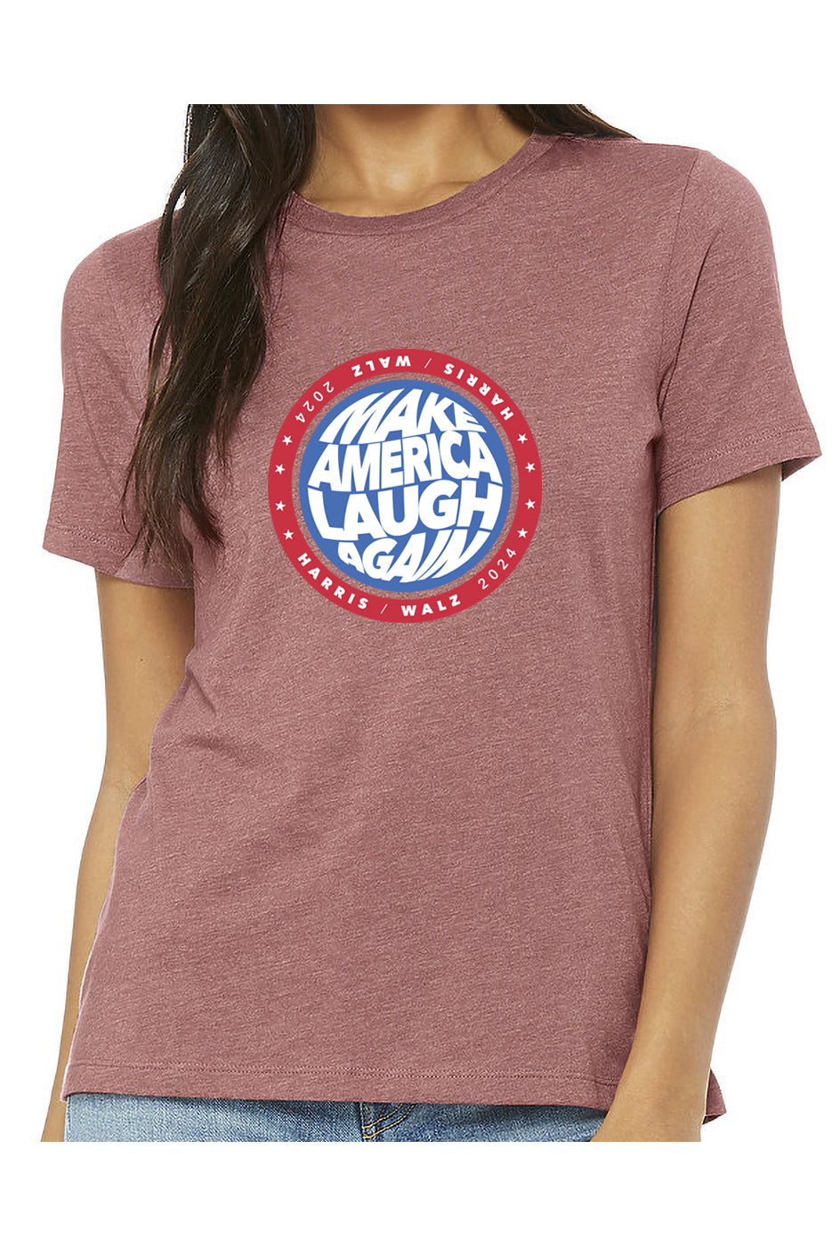 kamala make america laugh again - womens relaxed fitted shirt