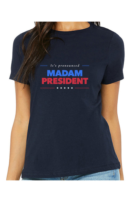 kamala madam president - womens relaxed fitted shirt