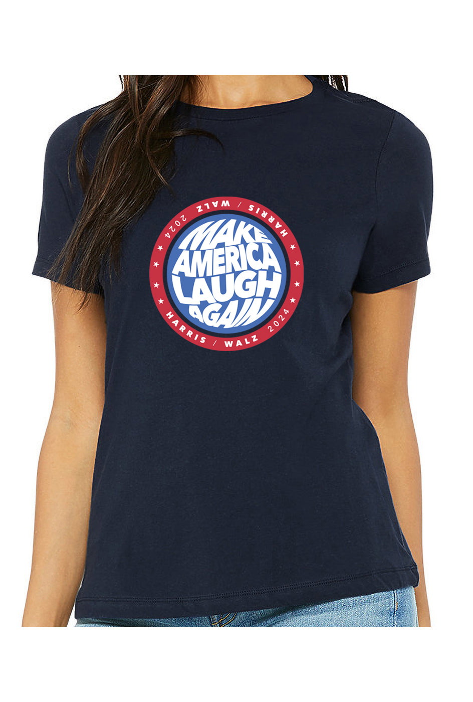 kamala make america laugh again - womens relaxed fitted shirt