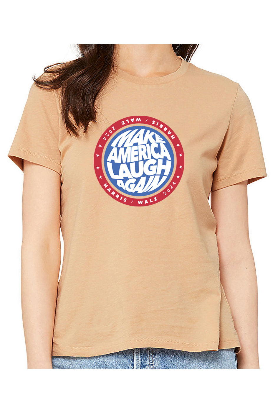 kamala make america laugh again - womens relaxed fitted shirt